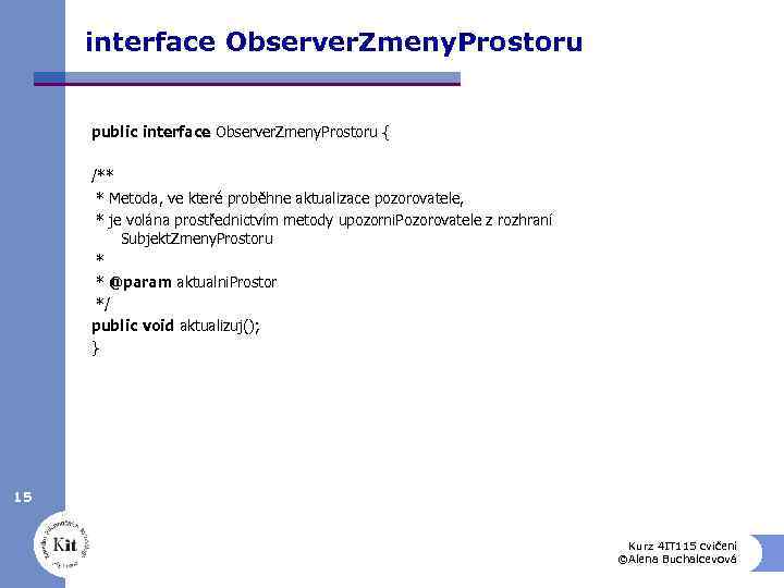 interface Observer. Zmeny. Prostoru public interface Observer. Zmeny. Prostoru { /** * Metoda, ve