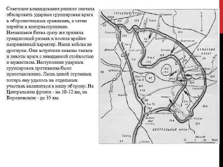 Советское командование решило сначала обескровить ударные группировки врага в оборонительных сражениях, а затем перейти