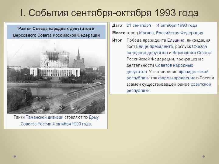 I. События сентября-октября 1993 года 