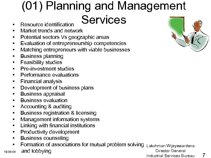  • • • • • 19 -08 -08 (01) Planning and Management Resource