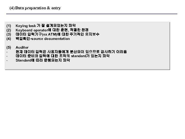 (4) Data preparation & entry (1) (2) (3) (4) Keying task 가 잘 설계되었는지