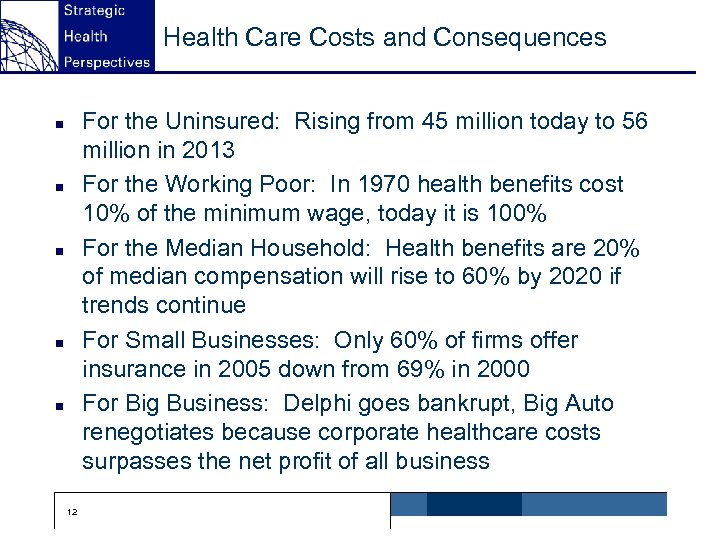 Health Care Costs and Consequences For the Uninsured: Rising from 45 million today to