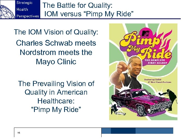 The Battle for Quality: IOM versus “Pimp My Ride” The IOM Vision of Quality: