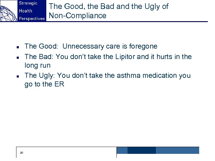 The Good, the Bad and the Ugly of Non-Compliance The Good: Unnecessary care is