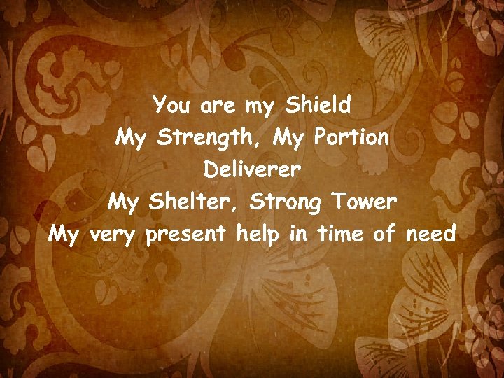 You are my Shield My Strength, My Portion Deliverer My Shelter, Strong Tower My