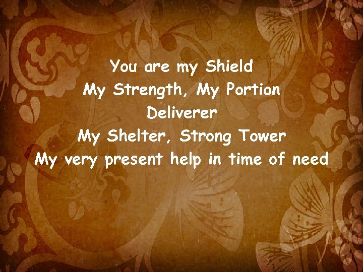 You are my Shield My Strength, My Portion Deliverer My Shelter, Strong Tower My