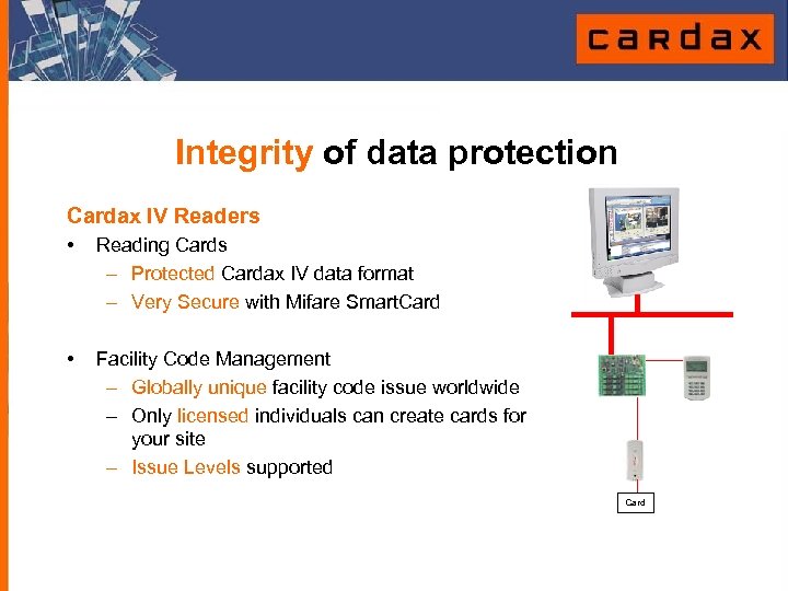 Integrity of data protection Cardax IV Readers • Reading Cards – Protected Cardax IV