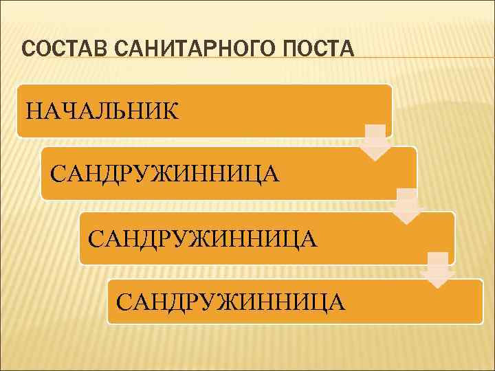 СОСТАВ САНИТАРНОГО ПОСТА НАЧАЛЬНИК САНДРУЖИННИЦА 