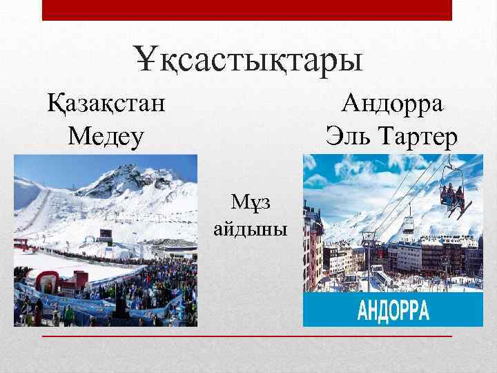 Ұқсастықтары Қазақстан Медеу Андорра Эль Тартер Мұз айдыны 