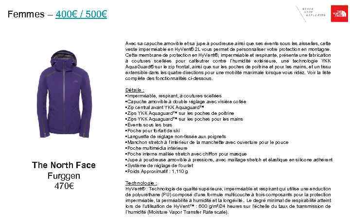 Femmes – 400€ / 500€ Avec sa capuche amovible et sa jupe à poudreuse