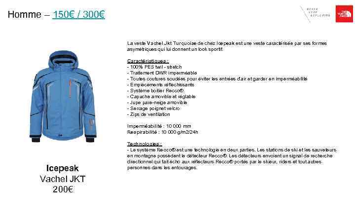 Homme – 150€ / 300€ La veste Vachel Jkt Turquoise de chez Icepeak est