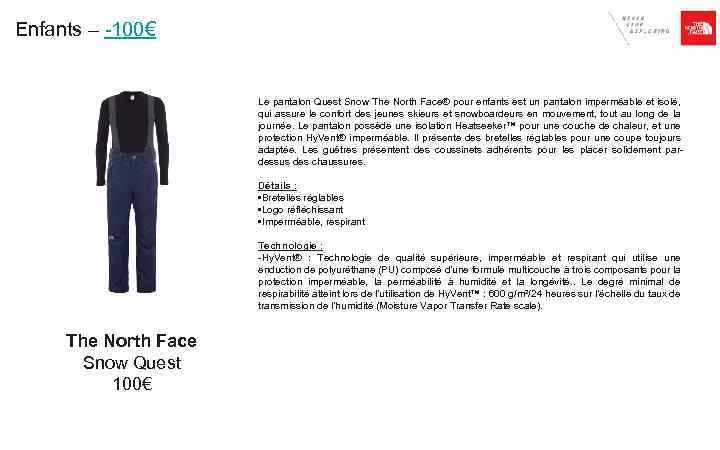 Enfants – -100€ Le pantalon Quest Snow The North Face® pour enfants est un