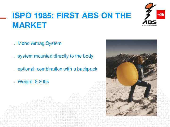 ISPO 1985: FIRST ABS ON THE MARKET • Mono Airbag System • system mounted
