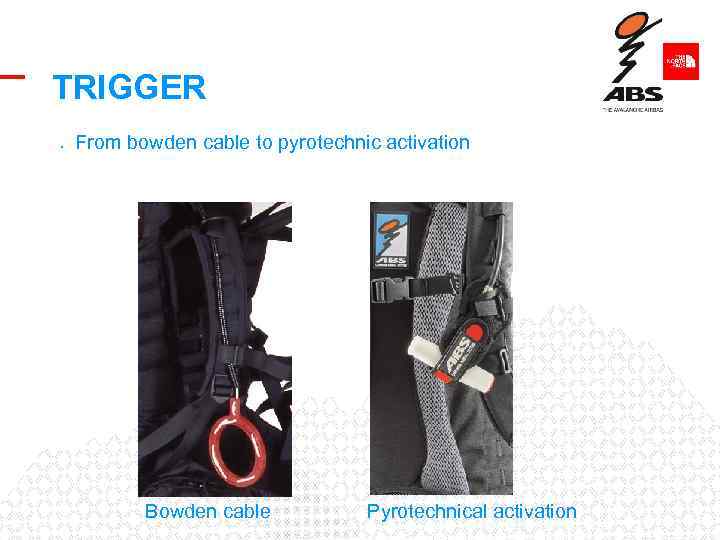 TRIGGER • From bowden cable to pyrotechnic activation Bowden cable Pyrotechnical activation 