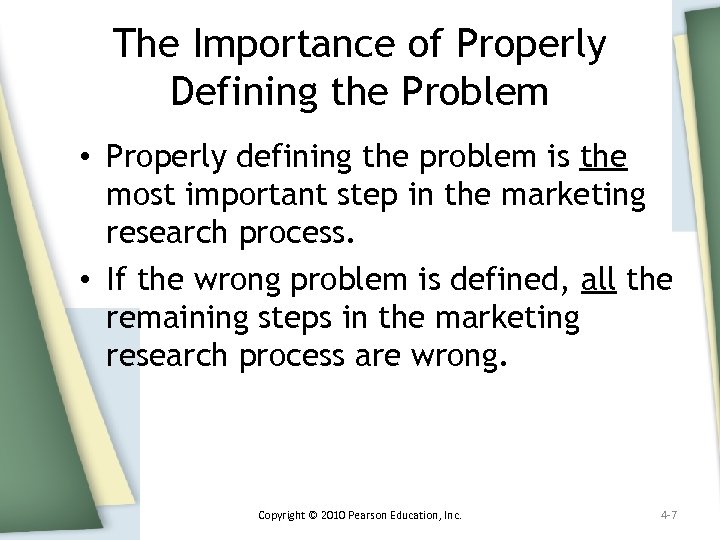 The Importance of Properly Defining the Problem • Properly defining the problem is the