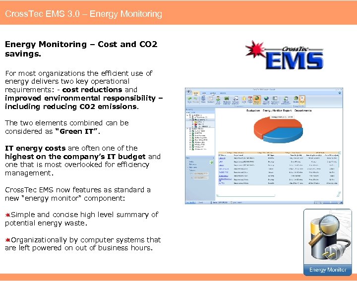 Cross. Tec EMS 3. 0 – Energy Monitoring – Cost and CO 2 savings.