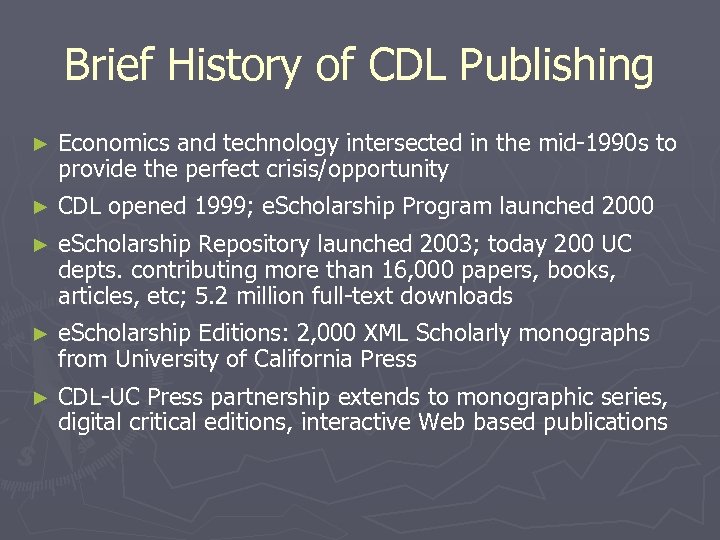 Brief History of CDL Publishing ► Economics and technology intersected in the mid-1990 s