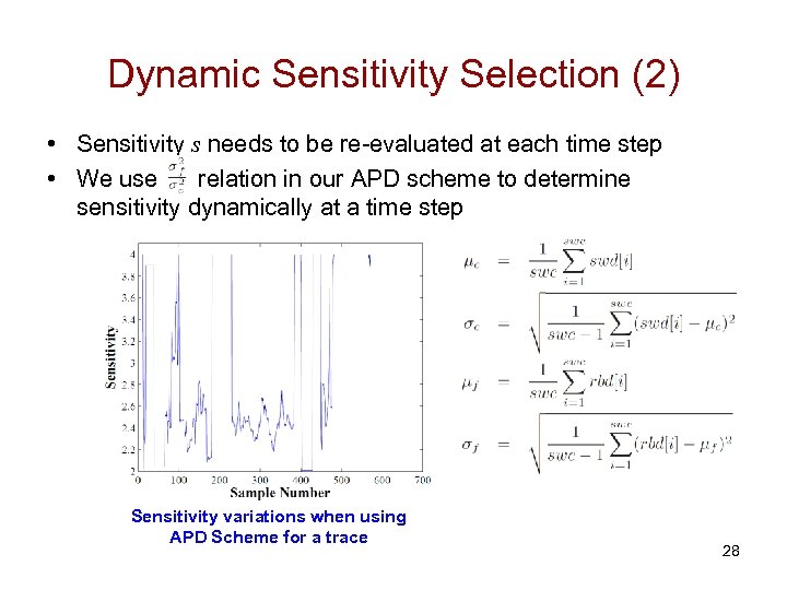 Dynamic Sensitivity Selection (2) • Sensitivity s needs to be re-evaluated at each time