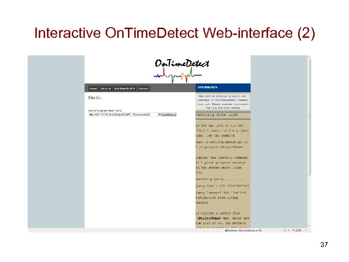 Interactive On. Time. Detect Web-interface (2) 37 