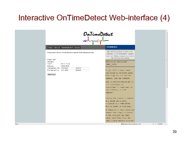 Interactive On. Time. Detect Web-interface (4) 39 