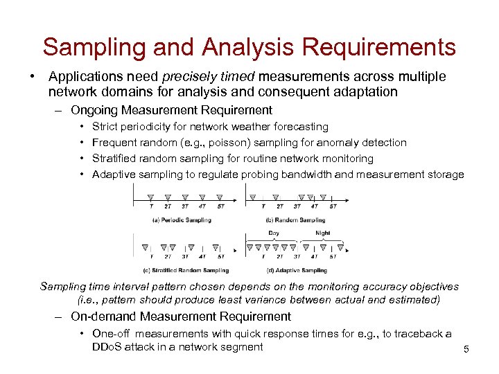 Sampling and Analysis Requirements • Applications need precisely timed measurements across multiple network domains