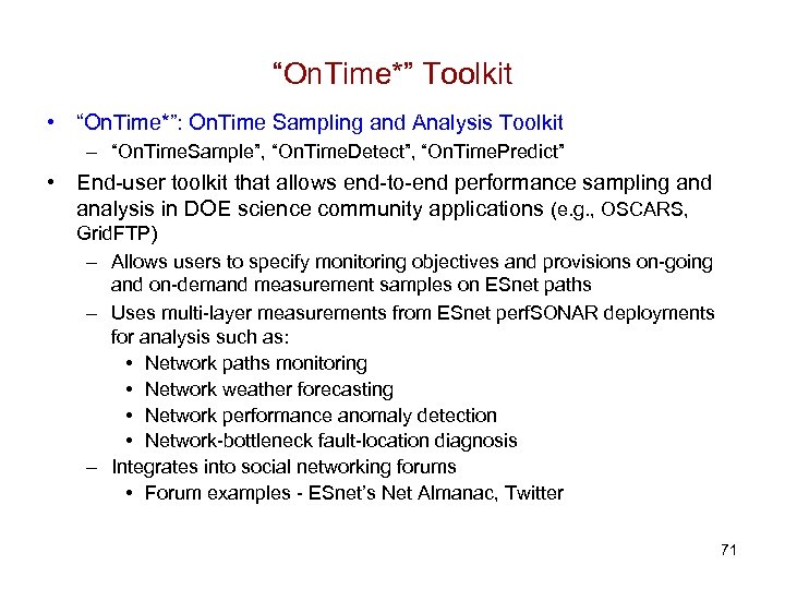 “On. Time*” Toolkit • “On. Time*”: On. Time Sampling and Analysis Toolkit – “On.