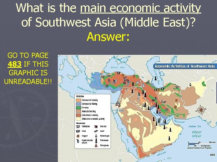 What is the main economic activity of Southwest Asia (Middle East)? Answer: GO TO