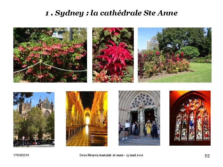 1. Sydney : la cathédrale Ste Anne 17/03/2018 Deux Mois en Australie 26 mars