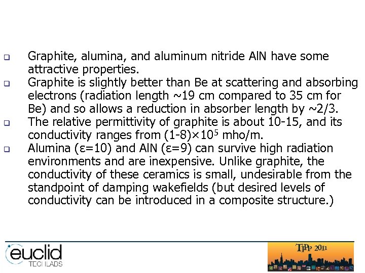 q q Graphite, alumina, and aluminum nitride Al. N have some attractive properties. Graphite