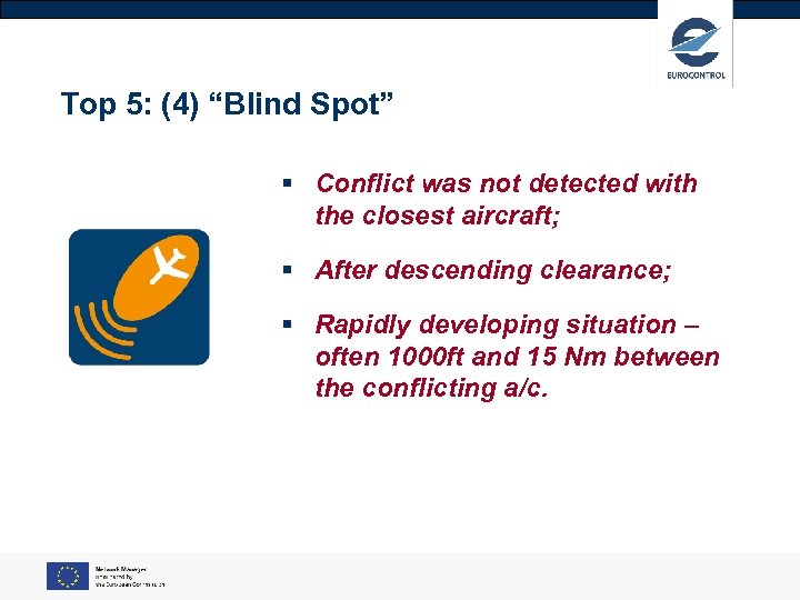 Top 5: (4) “Blind Spot” § Conflict was not detected with the closest aircraft;
