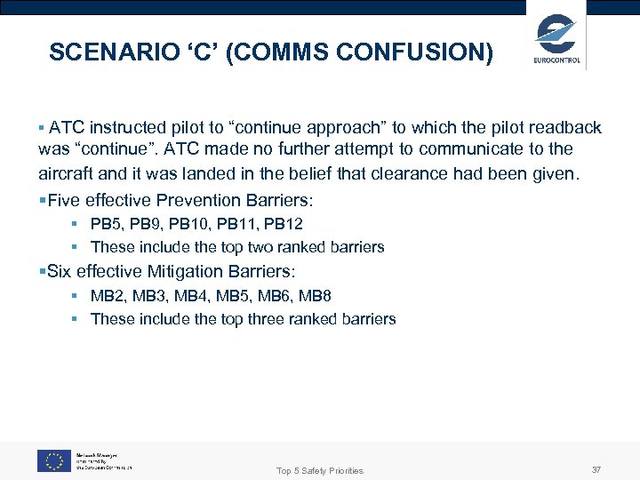SCENARIO ‘C’ (COMMS CONFUSION) § ATC instructed pilot to “continue approach” to which the