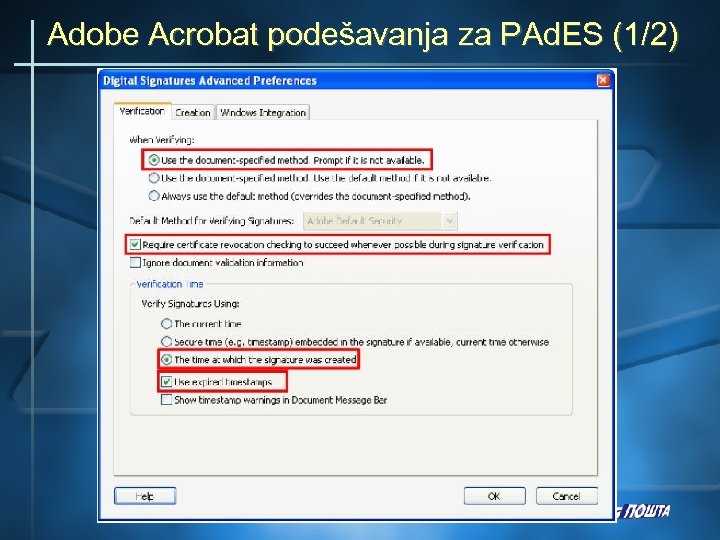Adobe Acrobat podešavanja za PAd. ES (1/2) 