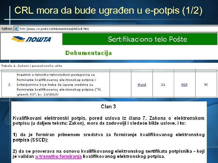 CRL mora da bude ugrađen u e-potpis (1/2) 