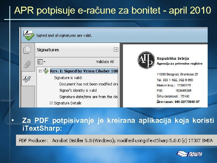 APR potpisuje e-račune za bonitet - april 2010 • Za PDF potpisivanje je kreirana