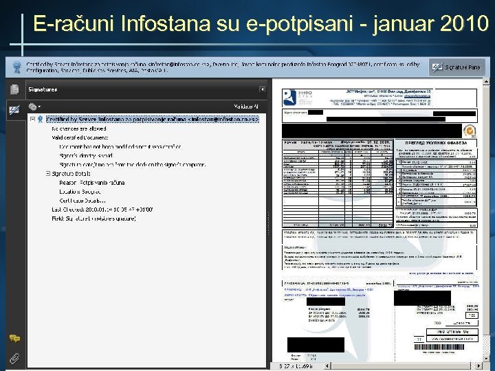 E-računi Infostana su e-potpisani - januar 2010 