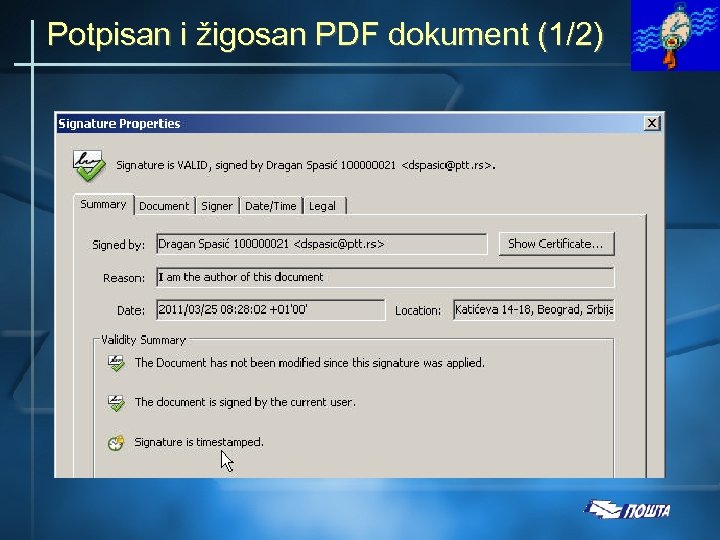 Potpisan i žigosan PDF dokument (1/2) 