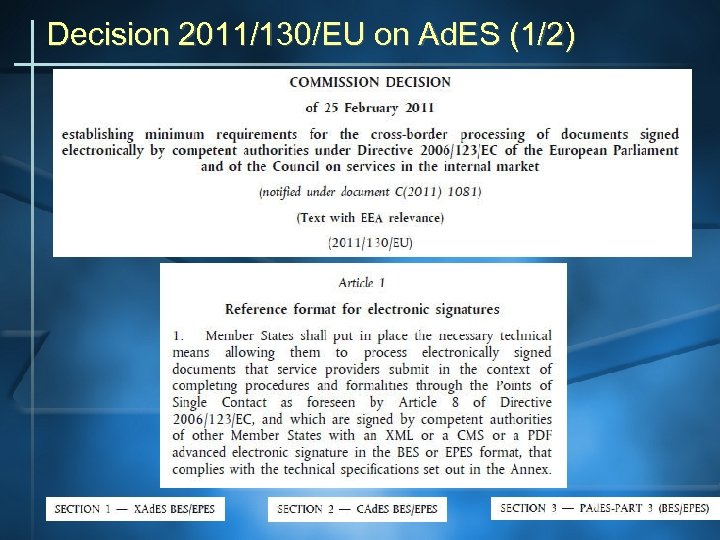 Decision 2011/130/EU on Ad. ES (1/2) 