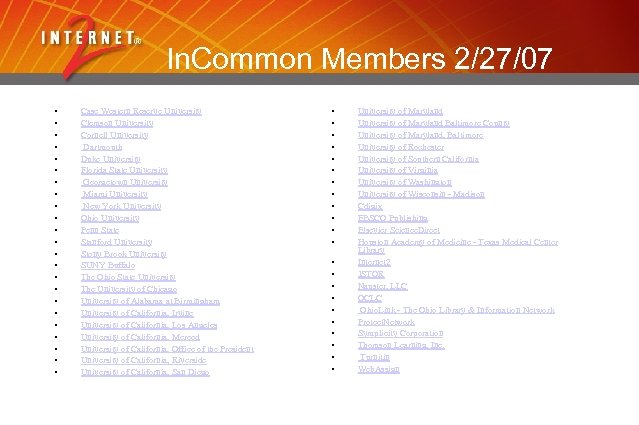 In. Common Members 2/27/07 • • • • • • Case Western Reserve University