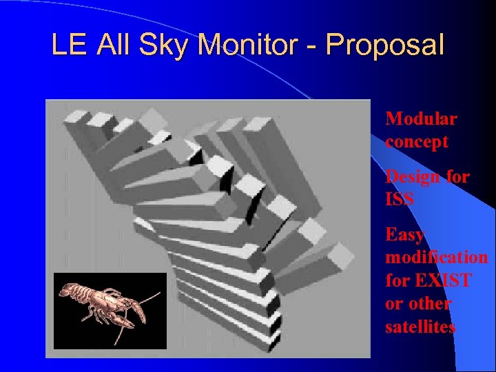 LE All Sky Monitor - Proposal Modular concept Design for ISS Easy modification for