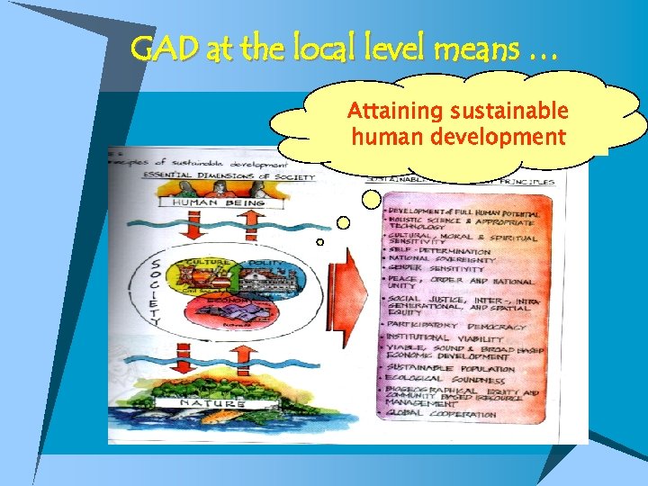 GAD at the local level means … Attaining sustainable human development 
