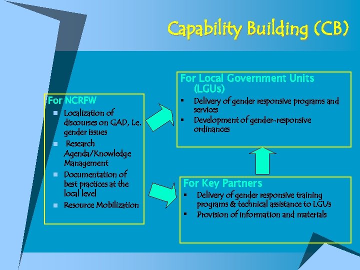 Capability Building (CB) For NCRFW n Localization of discourses on GAD, I. e. gender