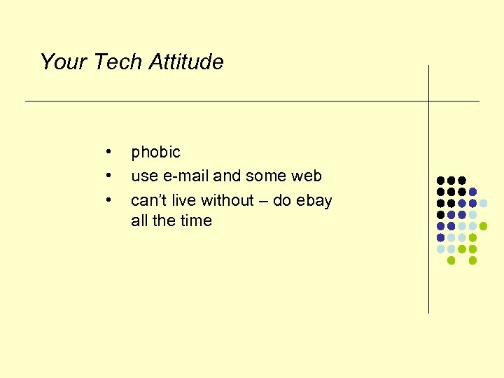 Your Tech Attitude • • • phobic use e-mail and some web can’t live