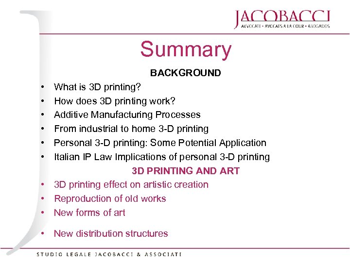 Summary BACKGROUND • • • What is 3 D printing? How does 3 D