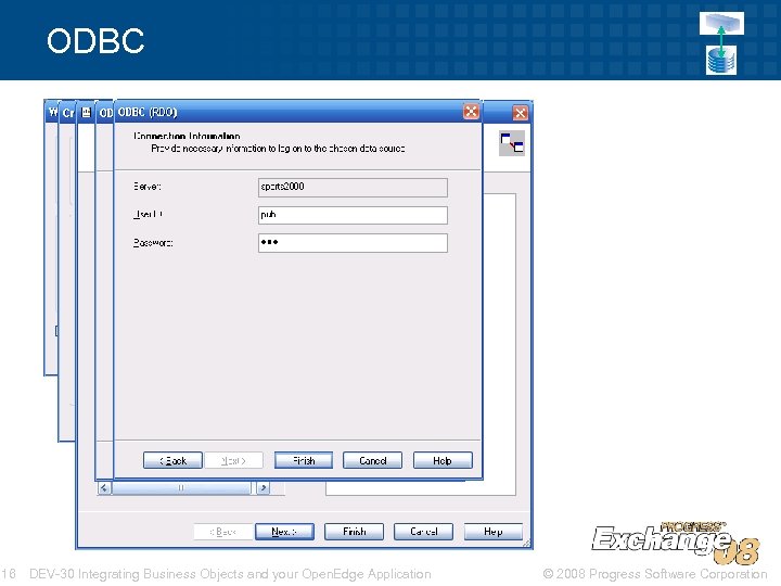 ODBC 16 DEV-30 Integrating Business Objects and your Open. Edge Application © 2008 Progress