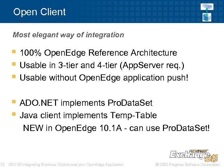 Open Client Most elegant way of integration § 100% Open. Edge Reference Architecture §