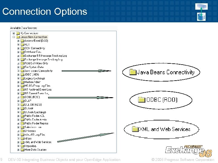 Connection Options 9 DEV-30 Integrating Business Objects and your Open. Edge Application © 2008