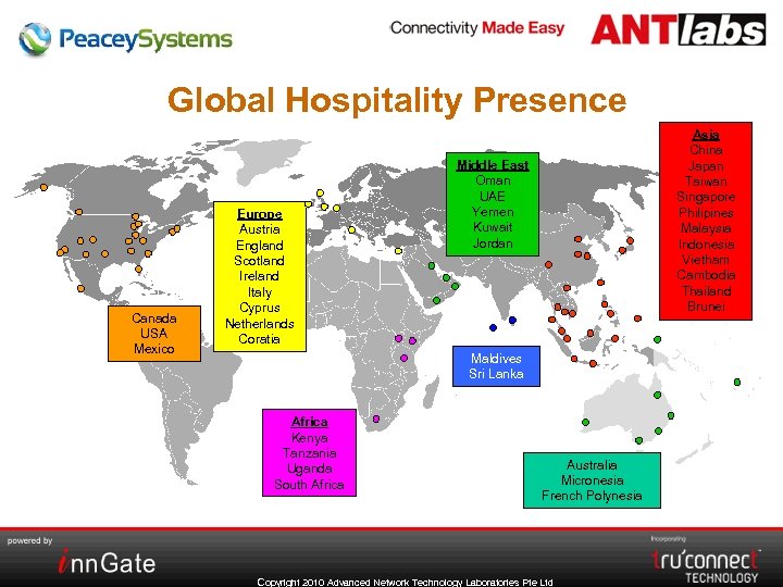 Global Hospitality Presence Canada USA Mexico Europe Austria England Scotland Ireland Italy Cyprus Netherlands
