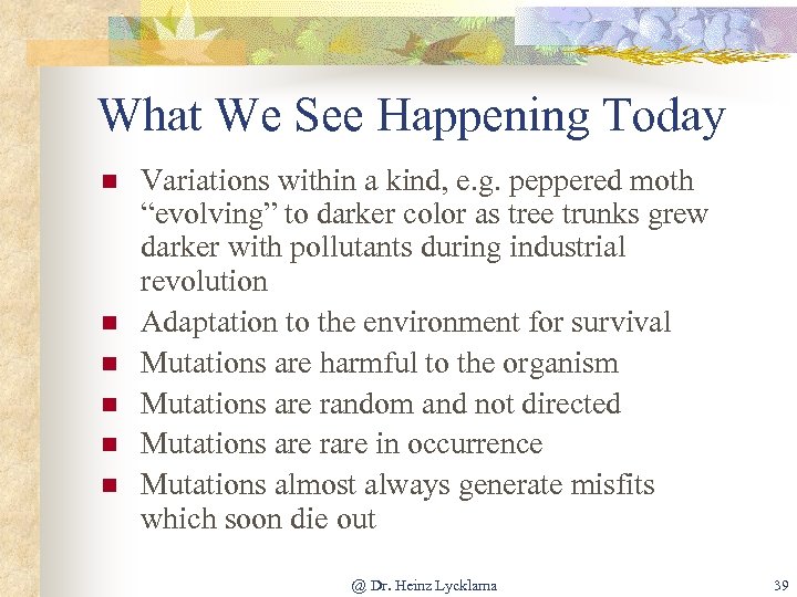 What We See Happening Today n n n Variations within a kind, e. g.