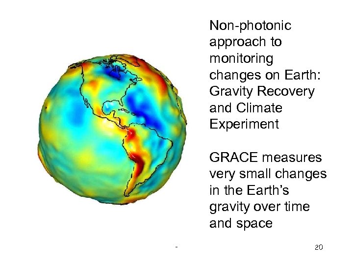 Non-photonic approach to monitoring changes on Earth: Gravity Recovery and Climate Experiment GRACE measures