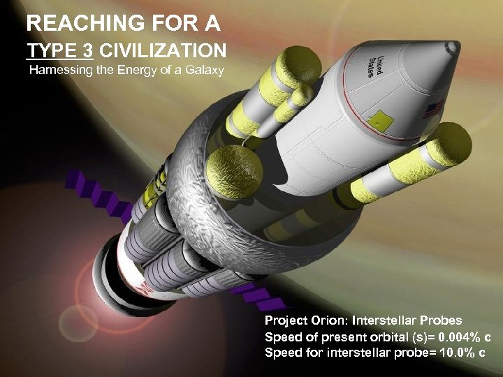 REACHING FOR A TYPE 3 CIVILIZATION Harnessing the Energy of a Galaxy Project Orion: